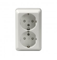 Розетка DoubleSCHUKO с заземлением, 16А / 250В, винтовые клеммы, серия Jussi, белый  232EA   2TKA000758G1  ABB
