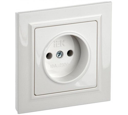 BRITE Розетка без заземления без шторок10А в сборе РСР10-1-0-БрБ белый  BR-R10-10-K01-F  IEK