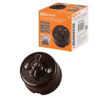 Выключатель фарфоровый поворотный проходной с ручкой (бантик) 10А коричневый "Болонь"  SQ1820-0414  TDM