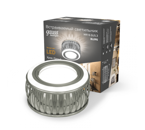 Светильник точечный встраиваемый Backlight BL095 Кругл. Хром/Белый, Gu5.3, 3W, LED 3000K  BL095  Gauss