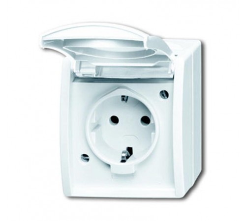 Розетка SCHUKO 16А 250В IP44 для открытого монтажа, с полем для надписи, серия ocean, цвет альпийский белый  2083-0-0831   2CKA002083A0831  ABB
