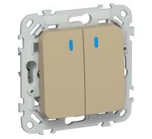 FLITE Переключатель 2-клавишный с индикацией 10А ВС62-1-1-ФлХ хаки  FI-V22-1-10-1-K59  IEK