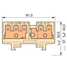 Клемма HD6/9.2G.3G quick-connect (fast on) 6,3x0,8мм, 6 мм. кв., 2 цепи(3 вертикальные + 2 вертикальные с тестовым гнездом)  1SNA160564R0100