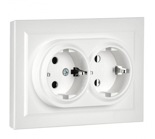 BRITE Розетка 2-ая с заземлением без шторок 16А в сборе РС12-3-БрБ белый  BR-R21-16-K01-F  IEK