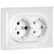 BRITE Розетка 2-ая с заземлением без шторок 16А в сборе РС12-3-БрБ белый  BR-R21-16-K01-F  IEK