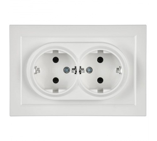 BRITE Розетка 2-ая с заземлением без шторок 16А в сборе РС12-3-БрБ белый  BR-R21-16-K01-F  IEK