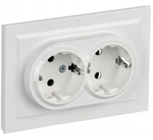 BRITE Розетка 2-ая с заземлением без шторок 16А в сборе РС12-3-БрБ белый  BR-R21-16-K01-F  IEK