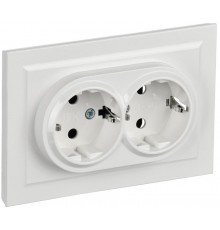 BRITE Розетка 2-ая с заземлением без шторок 16А в сборе РС12-3-БрБ белый  BR-R21-16-K01-F  IEK