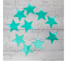 Гирлянда светодиодная Звездопад бирюзовая 10 LED, 2,25 м, прозрачныйПВХ, белый цвет свечения, 2 х АА (батарейки не в комплекте)  304-004  NEON-NIGHT