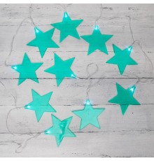 Гирлянда светодиодная Звездопад бирюзовая 10 LED, 2,25 м, прозрачныйПВХ, белый цвет свечения, 2 х АА (батарейки не в комплекте)  304-004  NEON-NIGHT