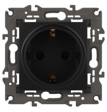 14-2102-05 Розетка с заземлением со шторками, 16A-250В, IP20, Эра Elegance, антрацит  Б0034276  ЭРА