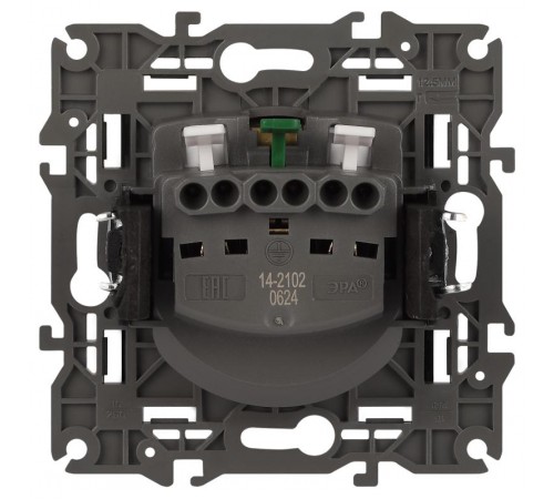 14-2102-05 Розетка с заземлением со шторками, 16A-250В, IP20, Эра Elegance, антрацит  Б0034276  ЭРА