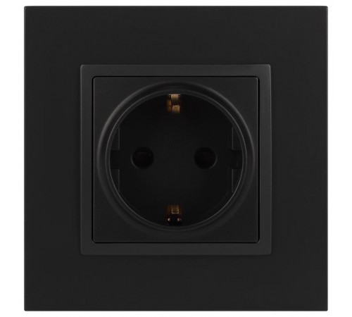 14-2102-05 Розетка с заземлением со шторками, 16A-250В, IP20, Эра Elegance, антрацит  Б0034276  ЭРА