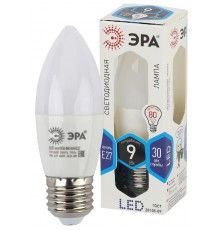 Лампа светодиодная LED 9Вт Е27 4000К smd B35-9w-840-E27 свеча  Б0027972  ЭРА