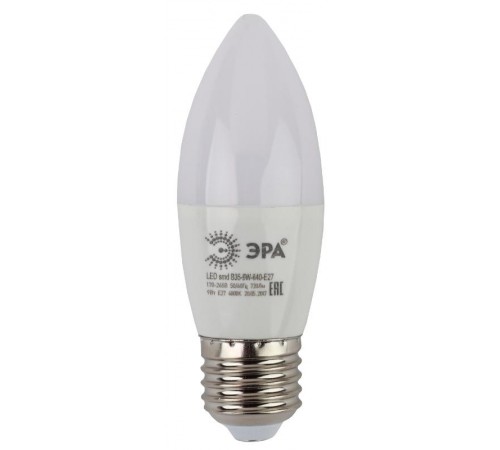 Лампа светодиодная LED 9Вт Е27 4000К smd B35-9w-840-E27 свеча  Б0027972  ЭРА