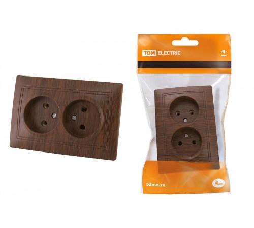 Розетка двойная 2П 10А 250В "ЭКО" (бук) "Таймыр"  SQ1814-0313  TDM