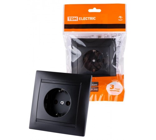 Розетка 2П+З 16А 250В с защ. шт. графит "Лама"  SQ1815-0611  TDM