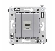 Компьютерная розетка RJ-45 без шторки в стену, кат.6 одинарная экранированная, "Avanti", "Закаленная сталь"  4404793  DKC