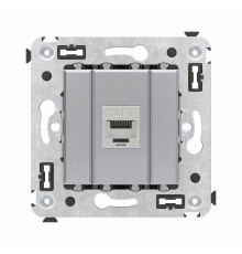 Компьютерная розетка RJ-45 без шторки в стену, кат.6 одинарная экранированная, "Avanti", "Закаленная сталь"  4404793  DKC