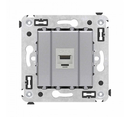 Компьютерная розетка RJ-45 без шторки в стену, кат.6 одинарная экранированная, "Avanti", "Закаленная сталь"  4404793  DKC