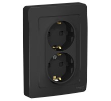 Blanca Антрацит С/У Розетка 2-ая с заземлением со шторками, 16А, 250В  BLNRS001126  SE