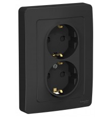 Blanca Антрацит С/У Розетка 2-ая с заземлением со шторками, 16А, 250В  BLNRS001126  SE