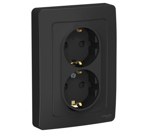 Blanca Антрацит С/У Розетка 2-ая с заземлением со шторками, 16А, 250В  BLNRS001126  SE