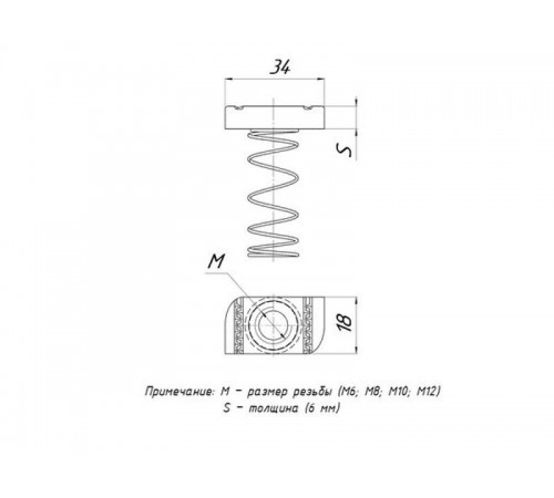 STRUT-гайка (канальная) М6 с длинной пружиной  stgdpM6  EKF