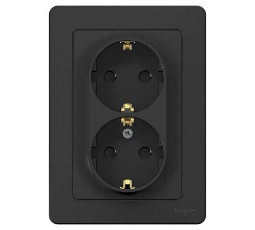 Blanca Антрацит С/У Розетка 2-ая с заземлением со шторками, 16А, 250В  BLNRS001126  SE