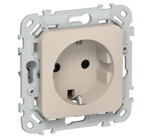 FLITE Розетка с заземлением со шторками 16А РСш11-0-ФлЛ льняной  FI-R14-16-K88  IEK