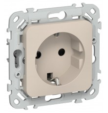 FLITE Розетка с заземлением со шторками 16А РСш11-0-ФлЛ льняной  FI-R14-16-K88  IEK