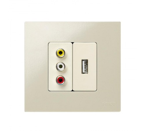 Simon 27 Розетка для подключения аудио/видео разъёмов RCA, винтовое соединение, узкий модуль, S27, слоновая к  2701093-031  Simon