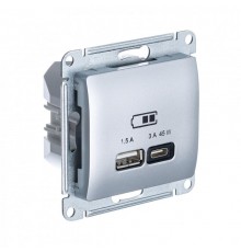 Glossa Алюминий USB Розетка A + тип-C 45W высокоскор.заряд. QC PD  GSL000329  SE