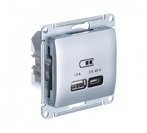 Glossa Алюминий USB Розетка A + тип-C 45W высокоскор.заряд. QC PD  GSL000329  SE