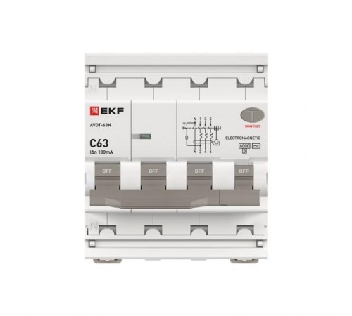 Выключатель автоматический дифференциального тока АВДТ-63N 3P+N 63А 100мА C тип AC электромеханический 6кА PROXIMA  D63N46M63C100  EKF
