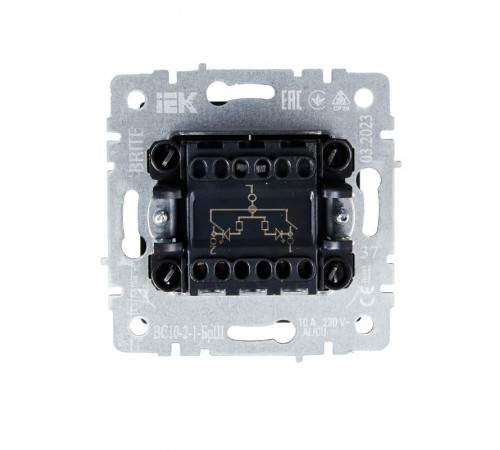 BRITE Выключатель 2-клавишный с индикацией 10А ВС10-2-1-БрШ шампань   BR-V20-1-10-K37  IEK