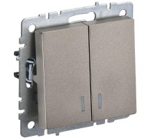 BRITE Выключатель 2-клавишный с индикацией 10А ВС10-2-1-БрШ шампань   BR-V20-1-10-K37  IEK