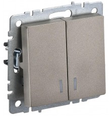 BRITE Выключатель 2-клавишный с индикацией 10А ВС10-2-1-БрШ шампань   BR-V20-1-10-K37  IEK