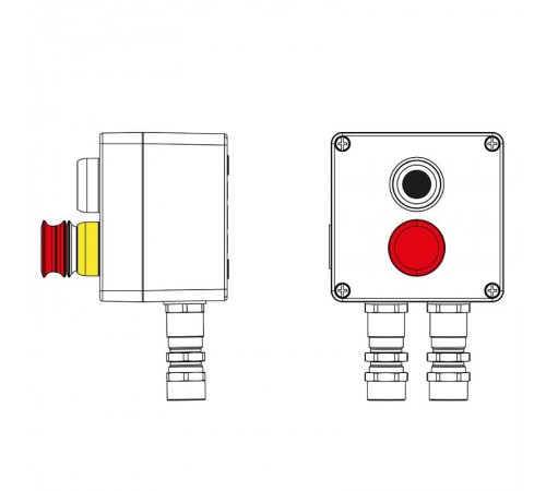 Взрывозащищенный пост управления из алюминия CPE-A-12-(1xP1B(11)-1xP3E(11))-2xKA2MHK(C)1Ex d e IIC Т5 Gb / Ex tb IIIC T95°C Db IP66  2201.121.22.11C 