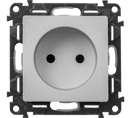 Valena LIFE DIY Алюминий Розетка 1-ая б/з с защитными шторками, безвинт.зажим  753616  Legrand