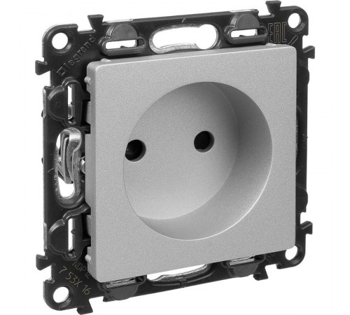 Valena LIFE DIY Алюминий Розетка 1-ая б/з с защитными шторками, безвинт.зажим  753616  Legrand