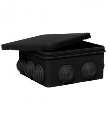 Коробка распределительная КМР-030-014 с крышкой (100х100х50), 10 мембр. вводов чёрная IP55  plc-kmr2-030-014-b  EKF