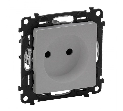 Valena LIFE DIY Алюминий Розетка 1-ая б/з с защитными шторками, безвинт.зажим  753616  Legrand
