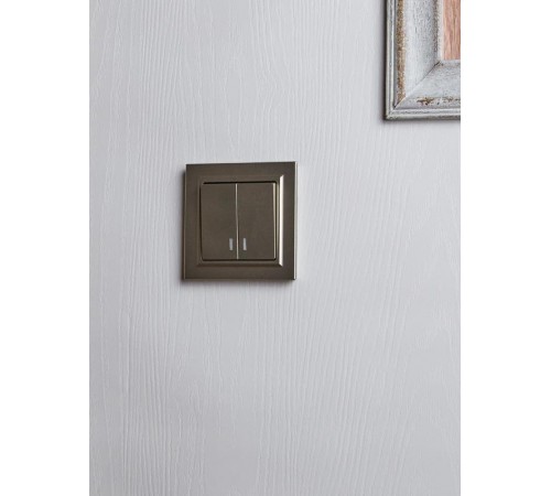 BRITE Выключатель 2-клавишный с индикацией 10А ВС10-2-1-БрШ шампань   BR-V20-1-10-K37  IEK