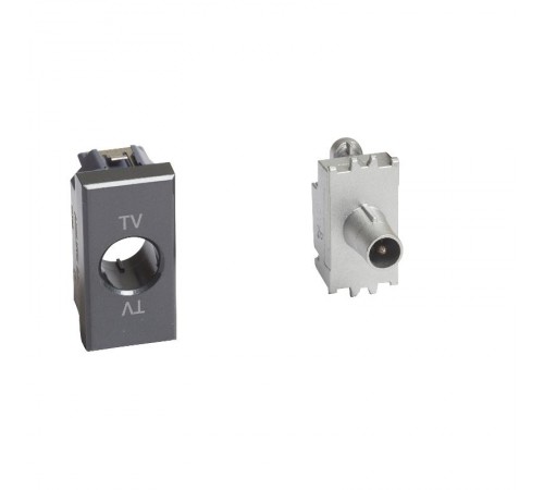 Axolute. Розетка TV для схемы "звезда". Штыревой разъем 9,5 мм, экранированная. 1 модуль. Поставляется в комплекте с лицевыми панелями цветов "Белый",