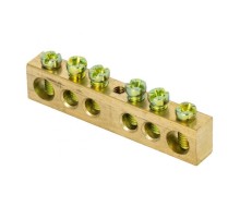 Шина PEN "ноль-земля" (8х12мм) 6 отверстий латунь крепеж по центру EKF PROxima  sn0-125-6-c  EKF