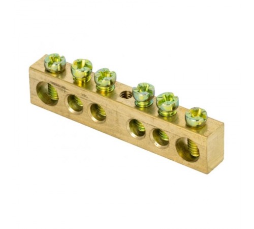 Шина PEN "ноль-земля" (8х12мм) 6 отверстий латунь крепеж по центру EKF PROxima  sn0-125-6-c  EKF