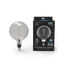 Лампа светодиодная LED Vintage Filament Straight G200 6W E27 200*283mm Gray 330lm 4000K 1/6  154802205  Gauss