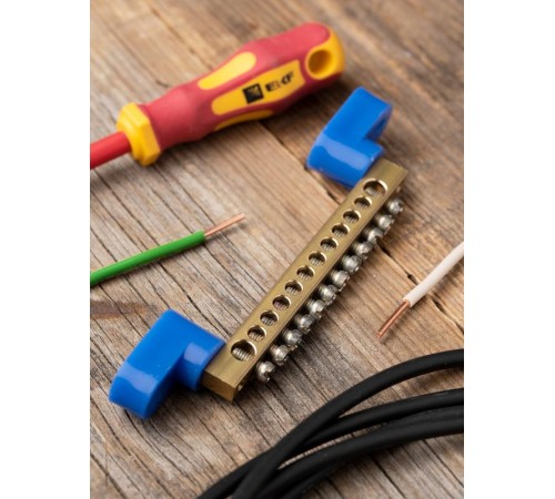 Шина "0" 63.12 (2 изолятора стойка) латунь EKF PROxima  sn0-63-12-2  EKF