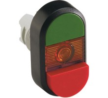 Кнопка двойная MPD12-11R (зеленая/красная-выступающая) красная-в ыступающая линза без текста  1SFA611141R1101  ABB